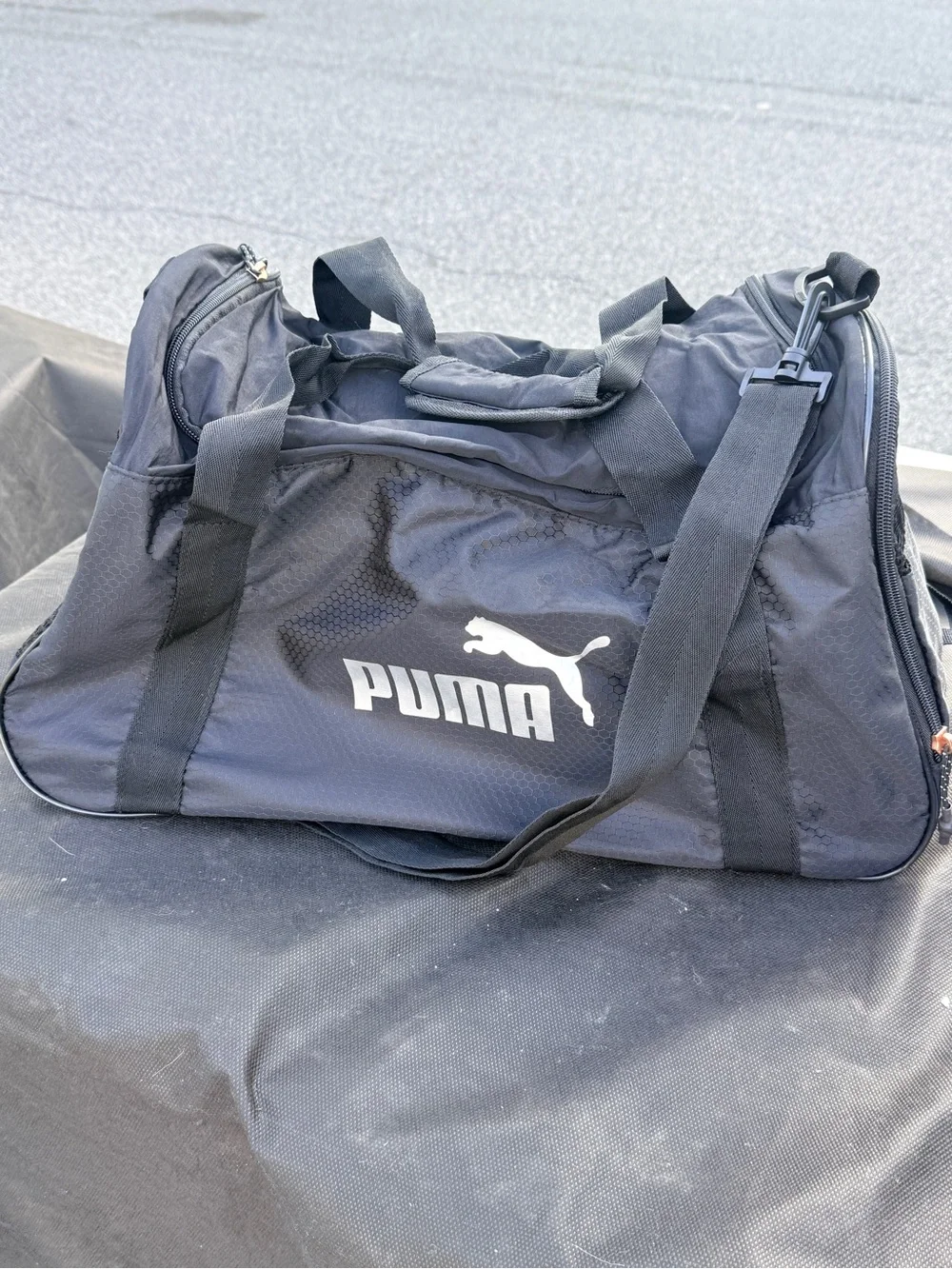 PUMA Black Duffel Bag with White Logo